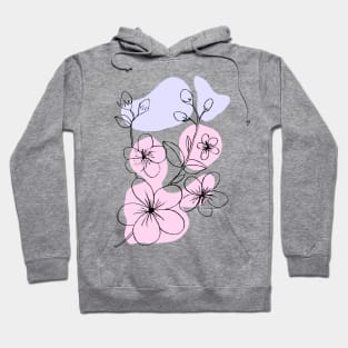 One Line Art Cherry Blossom Flowers Hoodie